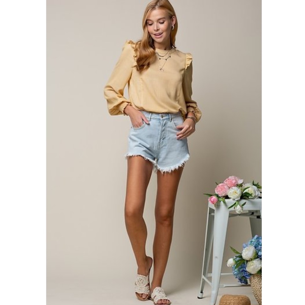 NWT Yellow Ruffle Blouse - Picture 6 of 7